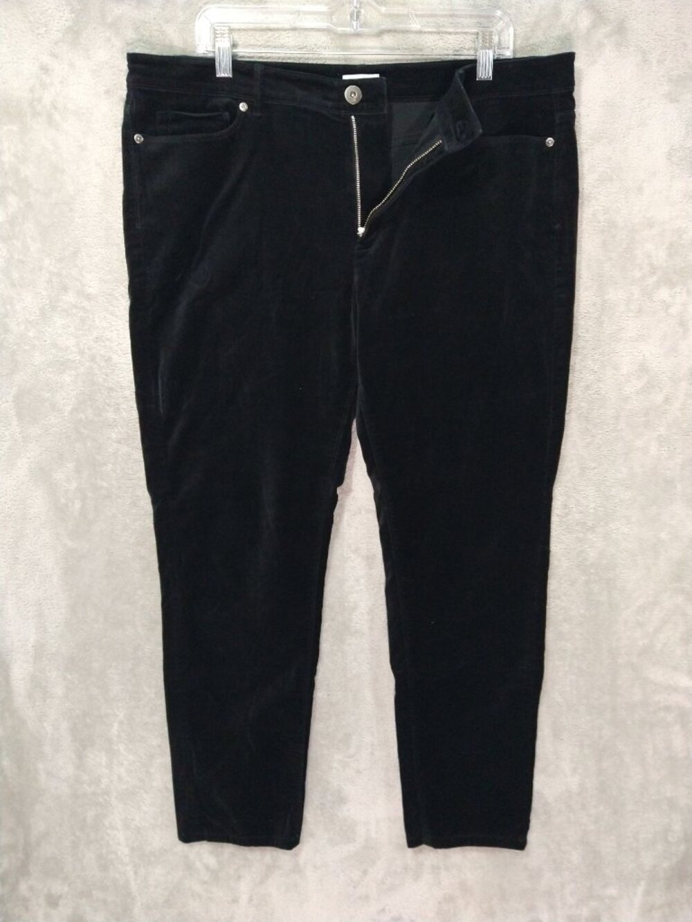 J Jill Pants Womens 16 Black Velveteen Stretch Slim Leg Cotton High Rise
